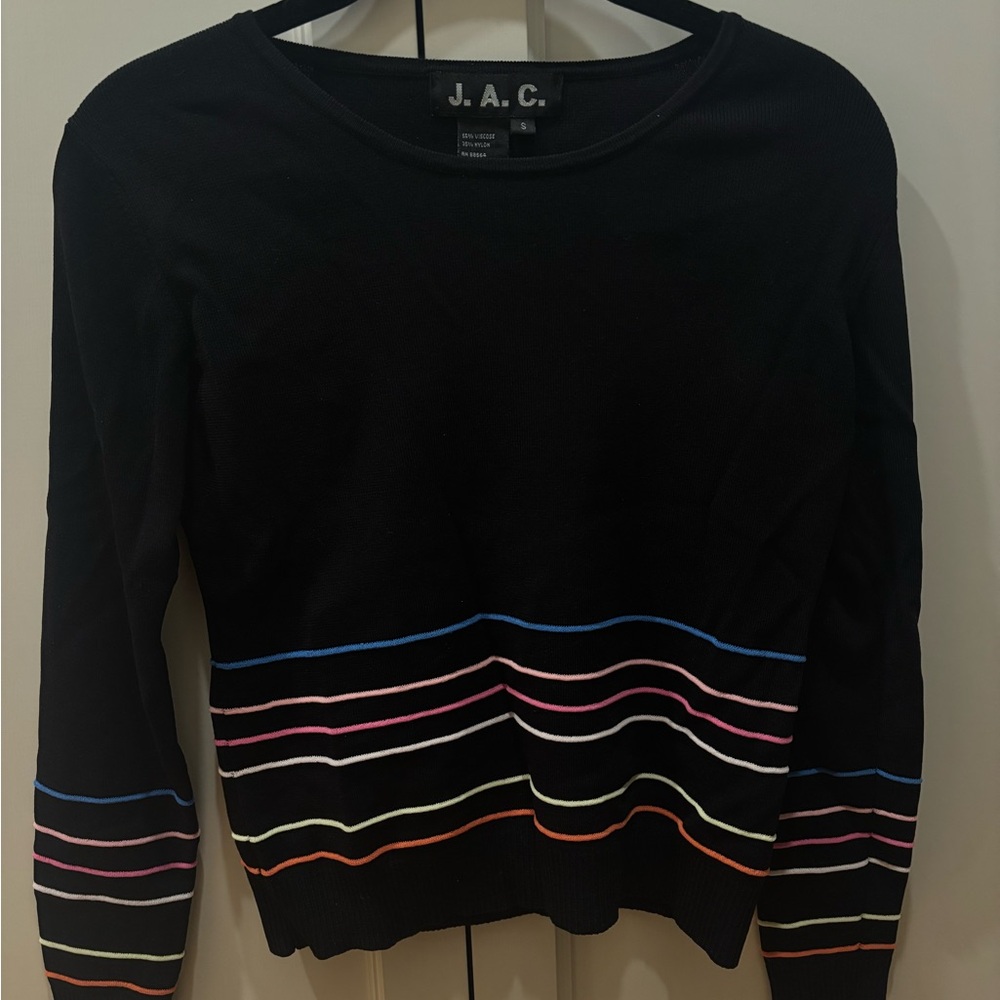 Vintage J.A.C Long Sleeve Top with Colorful Stripes
